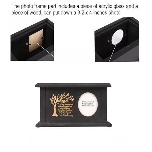 Wooden Urns for Human Ashes - Wood Cremation Urns Adult for Funeral, Burial or Home - Urns for Ashes Men Women - Decorative Urn for Ashes Male Female (Black Tree of Life, with Frame)