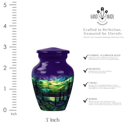 Northern Lights Urn - Ash Keepsake - Adult Urns for Human Ashes Women - Funeral Urn Ashes - Ashes Urn - Memorial Urn (3 INCH Pack of 2) - size: #3 (Set of 2)