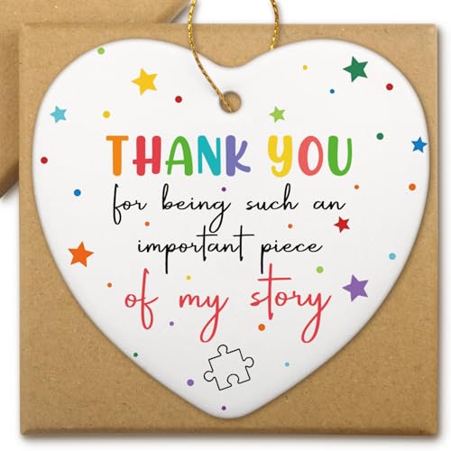 Teacher Appreciation Gifts for Women Men Ornament Thank You for Being Such an Important Piece of My Story New Teachers End of Year Gift from Student Christmas Tree Decorations - color: Thank You for Being Such an Important