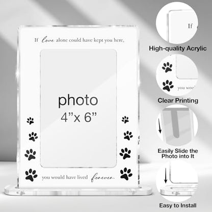 Memorial Pet Picture Frame Sympathy Condolence Gifts Remembrance Bereavement Gifts for Loss of Cat Dog Pet Acrylic Picture Frames 4 x 6 Inch Photo - color: Sympathy Pet