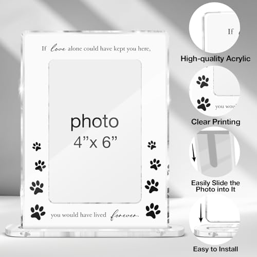 Memorial Pet Picture Frame Sympathy Condolence Gifts Remembrance Bereavement Gifts for Loss of Cat Dog Pet Acrylic Picture Frames 4 x 6 Inch Photo - color: Sympathy Pet