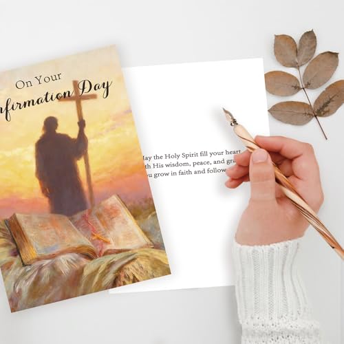 ICOOLYI Confirmation Card for Teens, Catholic Confirmation Gift, Holy Spirit Faith Design, Religious Keepsake Card - color: WY-528