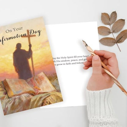 ICOOLYI Confirmation Card for Teens, Catholic Confirmation Gift, Holy Spirit Faith Design, Religious Keepsake Card - color: WY-528