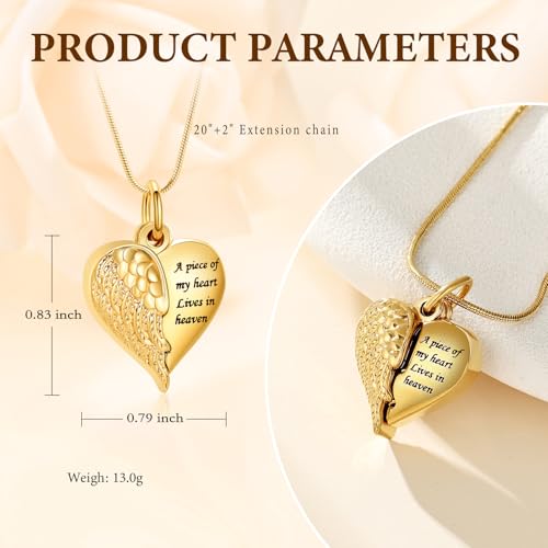 Cremation Jewelry Heart Urn Necklace for Human Ashes for Women Men A Piece of My Heart Lives in Heaven Memorial Ashes Keepsake Pendant - color: Customize
