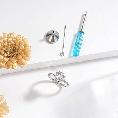 925 Sterling Silver Urn Rings for Ashes for Women - Sunflower Ash Ring Cubic Zirconia Memorial Keepsake Cremation Jewelry Gifts for Loss of a Loved One - style: Sunflower