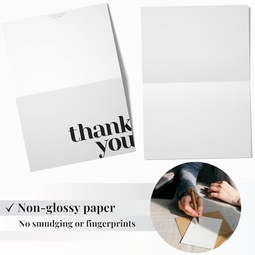 Thank You Cards with Envelopes Bulk Pack of 40 Cards, White Thank You Cards | 5 x 3.5 Inches with Matching Stickers & Envelopes, For Business, Baby Shower, Wedding, Small Business, Graduation, Funeral - color: White