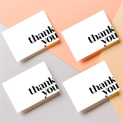 Thank You Cards with Envelopes Bulk Pack of 40 Cards, White Thank You Cards | 5 x 3.5 Inches with Matching Stickers & Envelopes, For Business, Baby Shower, Wedding, Small Business, Graduation, Funeral - color: White
