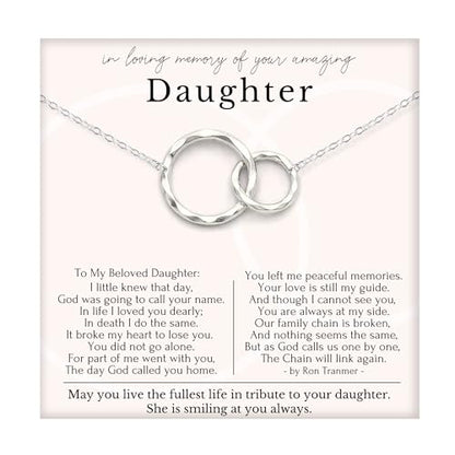 HOPE LOVE SHINE Sympathy Gift for Loss of Loved One - Remembrance, Bereavement, Memorial Necklace, Jewelry 16+2", 14k Gold Plated Sterling Silver - color: Sterling Silver, style: DAUGHTER