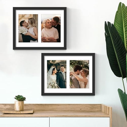 DUENPY 8.5x11 Double Frame For 2 5x7 Photos Black - color: Black, size: 8.5x11（5x7 opening）