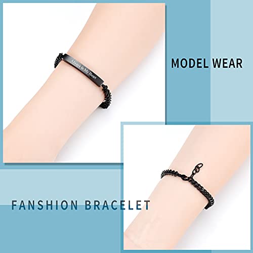 Urn Bracelet for Ashes Cremation Jewelry Braided Rope Adjustable Bangle Stainless Steel Memorial Bracelets Ash Holder Keepsake Jewelry-Always in My Heart - color: B-Black