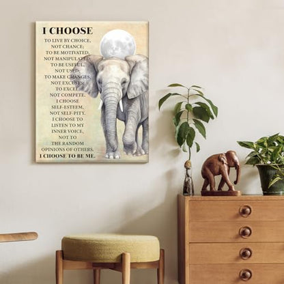 Inspirational Elephant Canvas Wall Art Motivational Quote Poster Wall Decor - color: Elephant