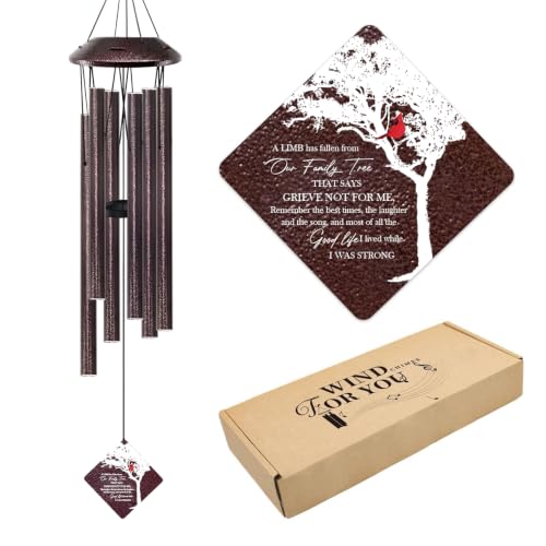 Memorial Wind Chimes for Outside, 32 Inch Tuned Cardinal Chime with Tree of Life, Sympathy Gift for Loss of Loved One, Gift Box and Card - color: A Limb