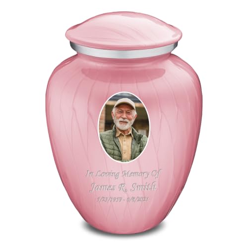 Geturns Embrace Adult Personalized Picture Cremation Urns for Human Ashes I Large Photo Pearl Light Pink Funeral Urn for Men and Women I 200 lbs - color: Pearl Pink