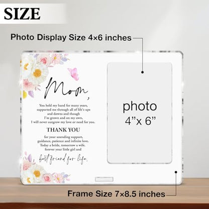Mother of the Bride Picture Frame, Mother of the Bride Gifts, Wedding Gift for Mom Acrylic Photo Frames, Photo 4 x 6 Inches - color: D-Mother of the Bride