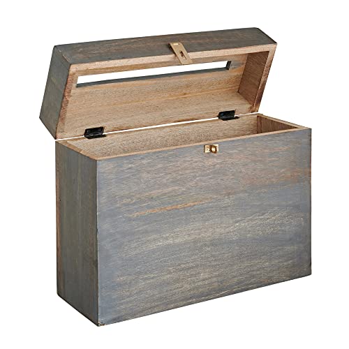 Wooden Wedding Card Box with Lock and Card Slot for Reception, Party W7 - color: Gray