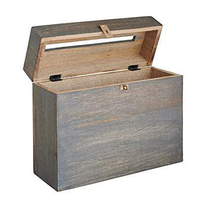 Wooden Wedding Card Box with Lock and Card Slot for Reception, Party W7 - color: Gray