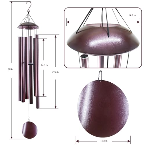 ASTARIN 78" Wind Chimes Outside,2.4in Tubes Metal Handcrafted WindChimes - size: 78" Bronze