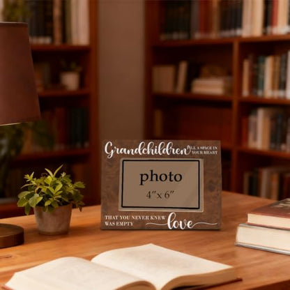 Grandparents Picture Frame, Grandchildren Fill a Space In Your Heart Wooden Tabletop Picture Frames, Grandparents Day Birthday Gifts Wooden Photo Frame Fitting a 4 x 6 Inch Photo - color: Grandchildren Fill a Space In Your Heart
