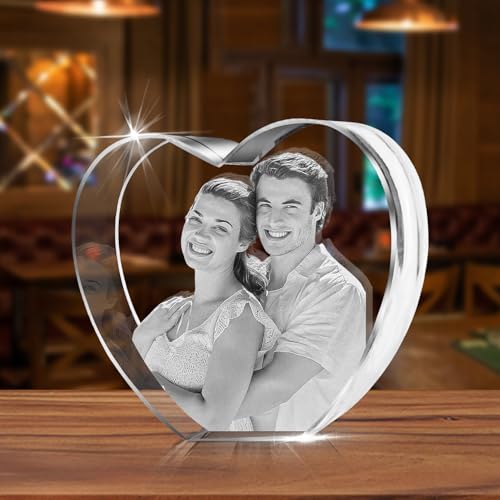 HAN'S LASER 3D Crystal Photo, Personalized Gift with Your Own Photo, Unique Mother’s Day,Birthday Gift for Women, Mother, Wife, Husband, Men(Small Heart) - size: Small Heart