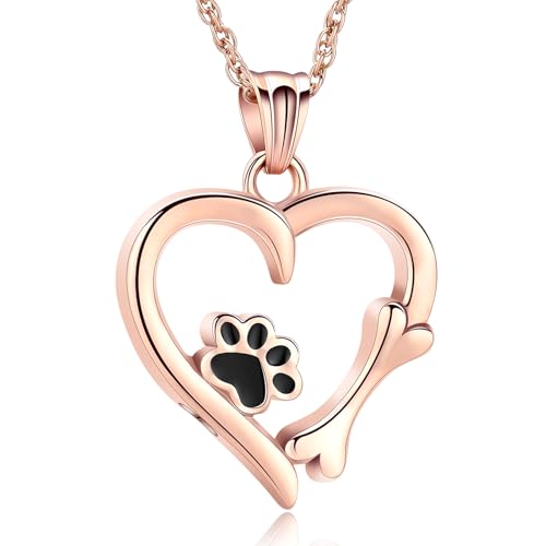 Pet Cremation Jewelry Heart Urn Necklace for Dog Cat Ash Keepsake | Pet Cremation Jewelry for Ashes Heart Stainless Steel Keepsake Memorial Jewelry Ashes Necklaces for Dog Cat Pet ﻿ - color: Rosegold