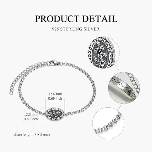 Birth Flower Urn Bracelet for Ashes for Women 925 Sterling Silver Cremation Bracelet Memorial Keepsake Jewelry for Human Ashes - style: 12-December-Holly