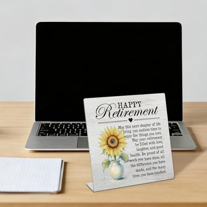 Stainless Steel Desk Plaque with Sunflower Design, Funny Gift for Work Friend, Happy Retirement Gift for Colleague Friend Family, Motivational Retirement Desk Decor HDESK21 - style: Colleague Friend