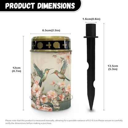 Poceacles Outdoor Solar Stake Light Cemetery Memorial Candle, Hummingbird Flower Beige - color: Hummingbird Flower Beige