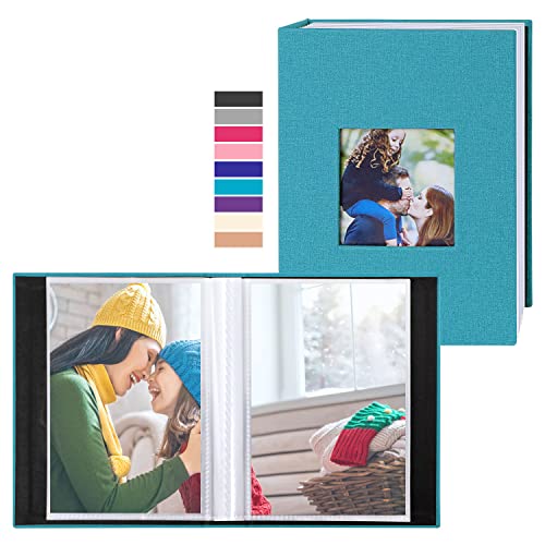 Ywlake Photo Album 4x6 50 Pockets 2 Packs, Small Mini Capacity Linen Photo Album Bulk Sets, Each Pack Holds 50 Top Loader Vertical Only Picture for Kids Boy Girls Teal - color: Teal, size: 50 Pockets/2PK