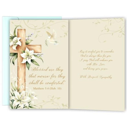 Religious Sympathy Card with Bible Verse, Christian Condolence Cards for Loss of Loved One, Faith Based Bereavement Gift, Deepest Sympathy Greeting Card for Family Friend Coworker - color: Religious Sympathy