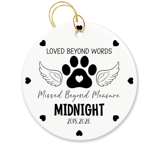 Personalized Loved Beyond Words Missed Beyond Measure Ornament Xmas 2026, Custom Name Year Paw Angel Wings Ornament Gift for Loss of Dog Cat Pet, Keepsake Forever Love Dog Cat Paw Ornament Christmas - color: Loved Beyond Words Missed Beyond Measure Orname