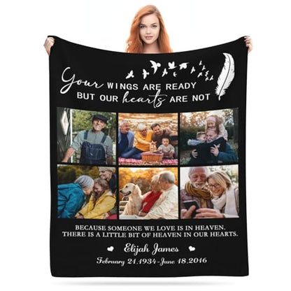Personalized Memorial Blanket, Photo Blankets Using My Own Photos Sympathy Gifts for Loss of Mother Father Husband Grandma Son - color: Memorial Blanket 26