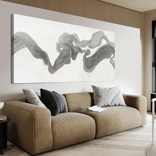 Abstract Wall Art Decor Large Modern Wall Art Decor Oversized Wall Art Pictures for Living Room Abstract Canvas Art Wall Decor Gray White Wall Art Prints Artwork for Walls Home Office Decor 29" X 58" - color: JYQ-01Q, size: 58"L x 29"W