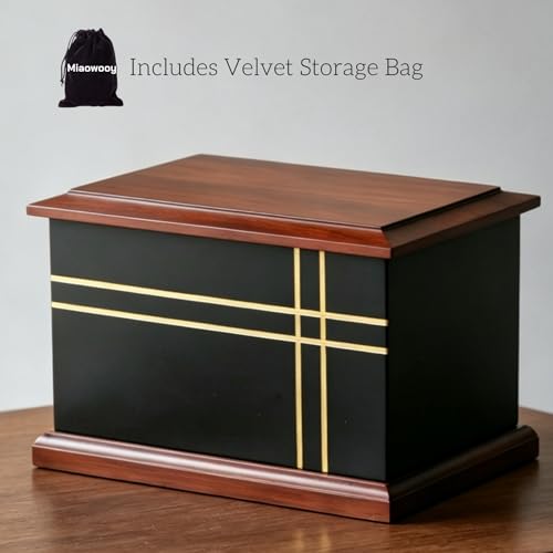Cross Walnut Wooden Urn for Human Ashes,Adult Cremation Urn for Men & Women