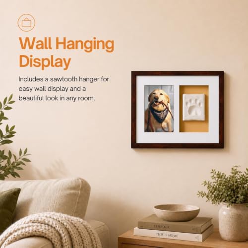 Pearhead Pawprints Picture Frame and Air‑Dry Clay Kit, Espresso - color: Espresso Clay Print Wall Frame