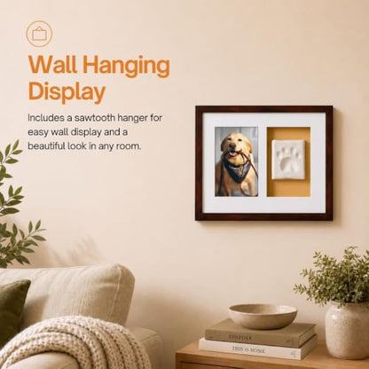 Pearhead Pawprints Picture Frame and Air‑Dry Clay Kit, Espresso - color: Espresso Clay Print Wall Frame