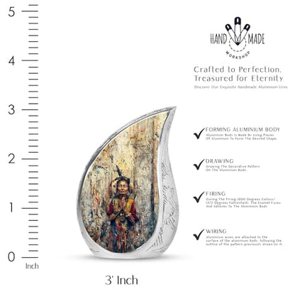 Native American Urn - Tear Drop Urns for Ashes - Urns for Ashes Adult Female - Burial Urns for Human Ashes Adult Male - Cremation Companion Urns (3 inch Pack of 1) - size: Keepsake-1