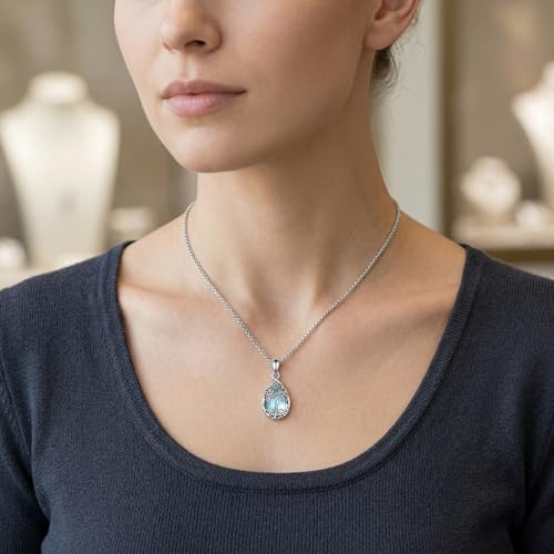 Urn Necklace for Ashes Blue opal Cremation Necklace Keepsake Memory Jewelry for Ashes of Loved Ones Keepsake - style: moonstone urn