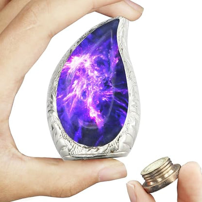 M MEILINXU Purple Small Urns for Human Ashes, Galaxy Teardrop Keepsake Urn - color: Purple & Blue, size: Small / Keepsake