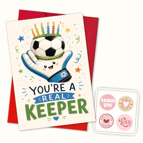 Goalkeeper Birthday Card, Real Keeper Soccer Ball Greeting Gift | Soccer Birthday Card For Goalkeeper, Football Player, Sports Fan, Keeper Birthday Gift Card, Soccer Team Coach Greeting Card - color: sport8