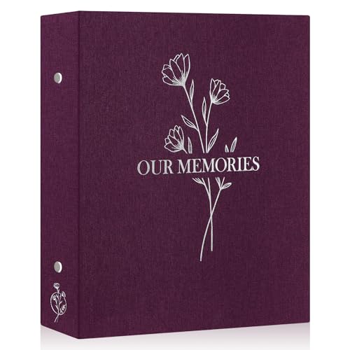 Lanpn Photo Album 4x6 400 Pockets, Linen OUR MEMORIES Hardcover Photo Book Photobook Holds 400 Vertical Pictures Only Purple - color: Purple, size: 400 Photos