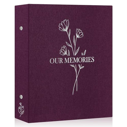 Lanpn Photo Album 4x6 400 Pockets, Linen OUR MEMORIES Hardcover Photo Book Photobook Holds 400 Vertical Pictures Only Purple - color: Purple, size: 400 Photos