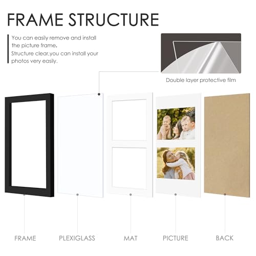DUENPY 6x9 Double Collage Frame For 2 3.5x5 Photos Black - color: Black, size: 6x9（3.5x5 opening）