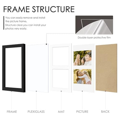DUENPY 6x9 Double Collage Frame For 2 3.5x5 Photos Black - color: Black, size: 6x9（3.5x5 opening）