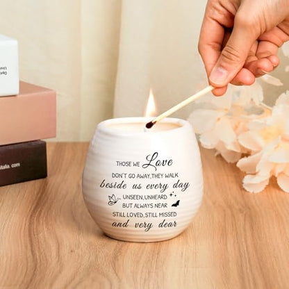 Sympathy Gift 10Oz Sympathy Candle Memorial Grief Condolences | Sympathy Gifts Basket, Memorial Gifts for Loss of Mom Dad, Those We Love Dont Go Away Remembrance Candle in Handmade Jar - color: Those We Love Don't Go Away
