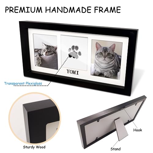 MYPAWLETS Paw Print Frame & Ink Pads Kit,Pawprint Kit for Dog/Cat,XL Black | 2 No Mess Ink Pads,Clean Touch,PawPrint Stamp Pad,Dog Nose Print,Quality Memorial Frame,Personalized Dog Mom Gifts - color: Large-Black