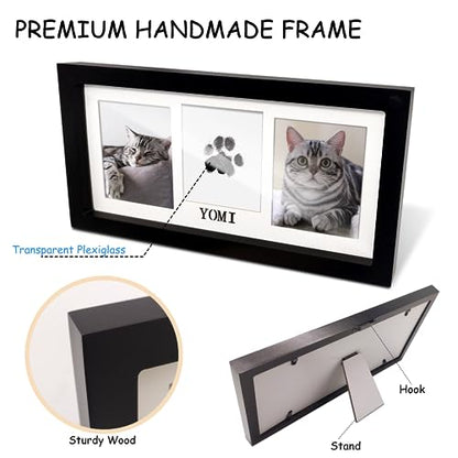 MYPAWLETS Paw Print Frame & Ink Pads Kit,Pawprint Kit for Dog/Cat,XL Black | 2 No Mess Ink Pads,Clean Touch,PawPrint Stamp Pad,Dog Nose Print,Quality Memorial Frame,Personalized Dog Mom Gifts - color: Large-Black