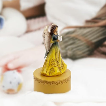 Music Box, Guardian Angel Musical Box Figurine Holding Heart, Sculpted Hand-Painted Music Boxes Figures Wind Up Angel Musical Boxes for Women Girls in Christmas Birthday Anniversary - color: Angel Figurines Dove