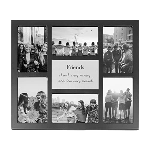 Happy Homewares Modern Black Multi Collage Picture Frame with Friends Wording and Cute Phrase - Cherish Every Memory and Love Every Moment | for Table or Wall - size: Friends