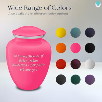 Geturns Embrace Adult Personalized Cremation Urns for Human Ashes I Large Bright Pink Funeral Urn for Men and Women I 200 lbs - color: Bright Pink