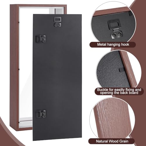 2Pcs Shadow Box Display Case, 14.4x6.1x2.56Inch Rectangle MDF Shadow Box Frame with Nail Hangers and Hook for Mother's Day Awards Memorabilia Flower Pictures Keepsakes Medals(Camel) - color: Camel